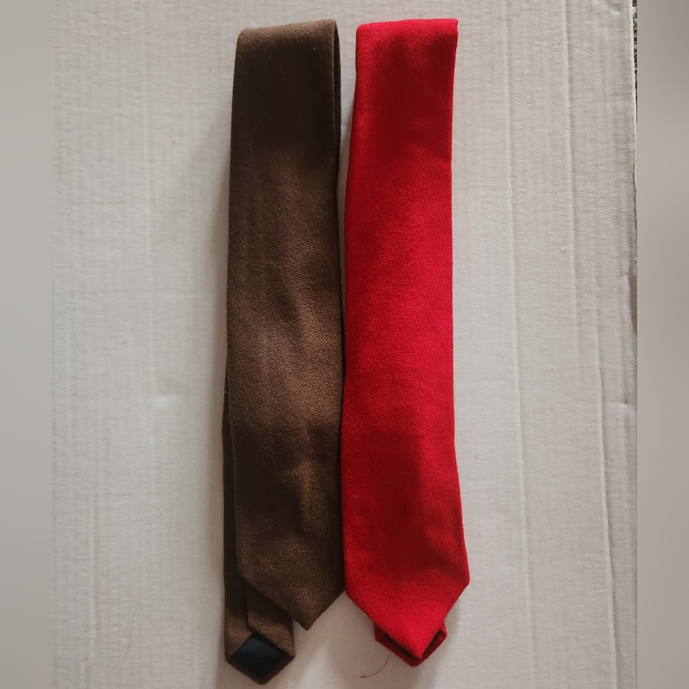 Pendleton Red And Brown Solid Necktie Duo - image 1